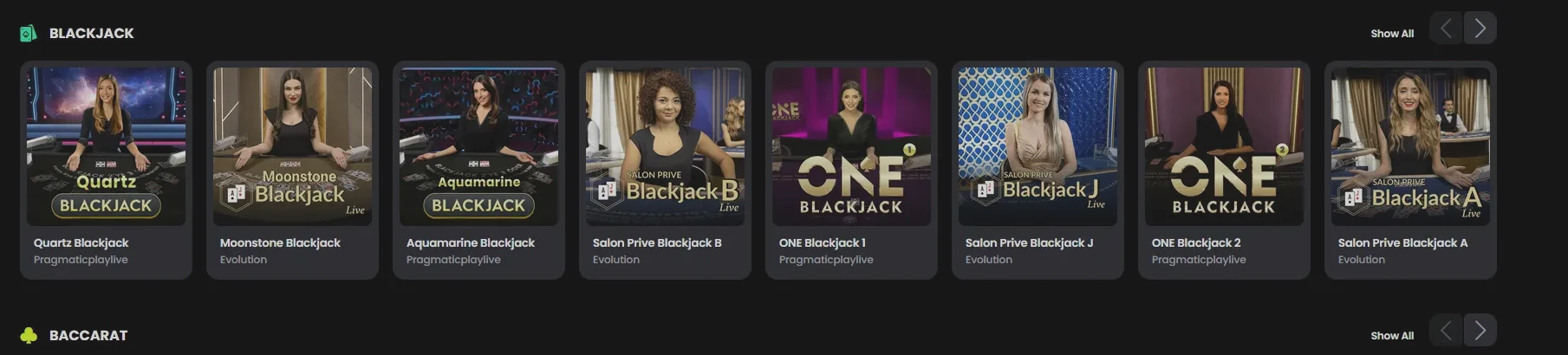Moonwin Casino live blackjack table screenshot