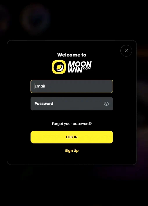 Moonwin Casino login screen for signing in to an existing account